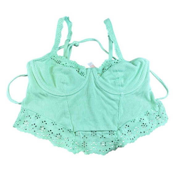 Colzie top Mint Green‎ Ribbed Crop Top size S - Picture 1 of 12